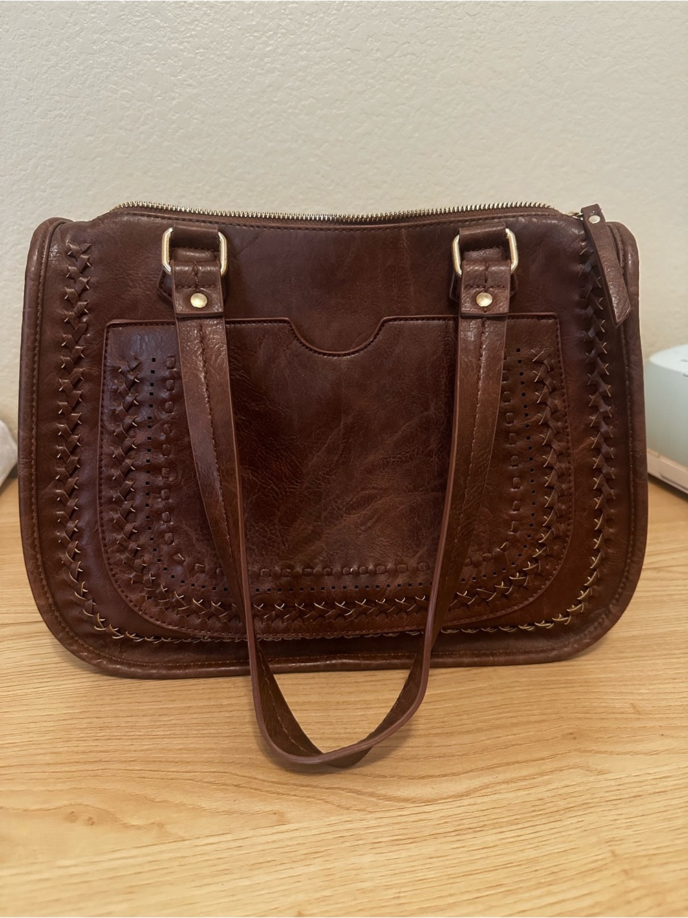 Madison West Brown Leather Shoulder Bag.